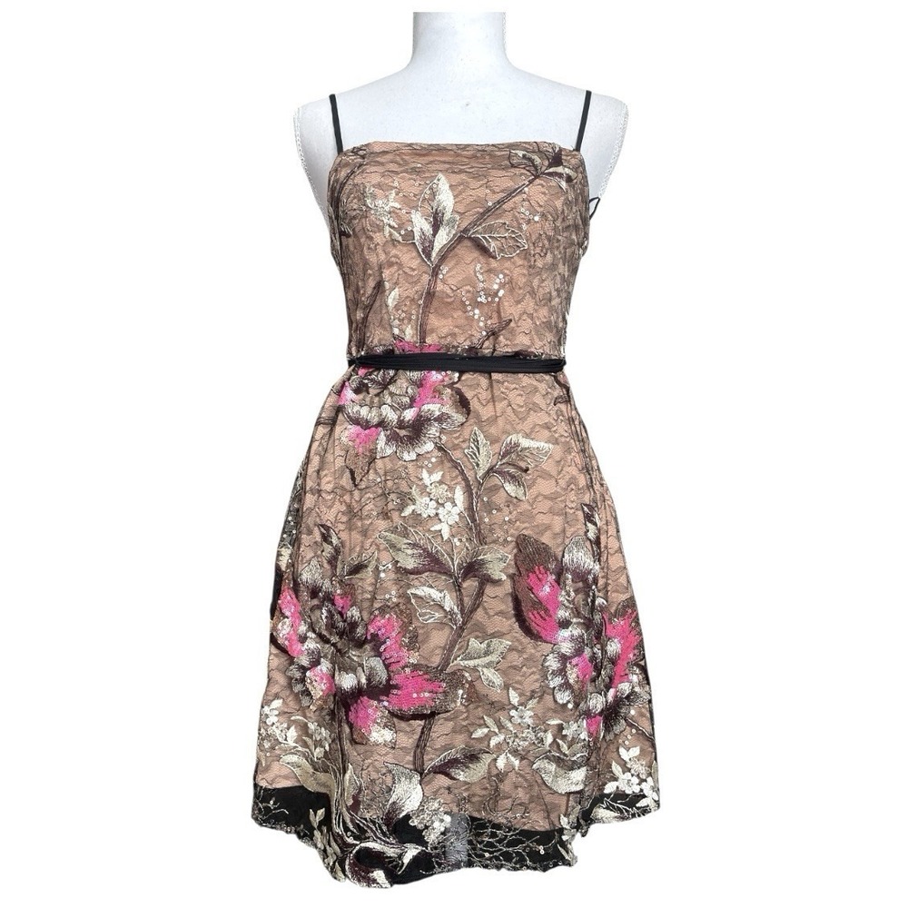 NWT $198 Free People Last Call Mini Dress Floral Sequin Lace Shimmer Party Sz XS - Picture 8 of 16